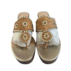 NWT JACK ROGERS- Jacks Mid Wedge-Stacked-Metallic Cork SZ: 8M